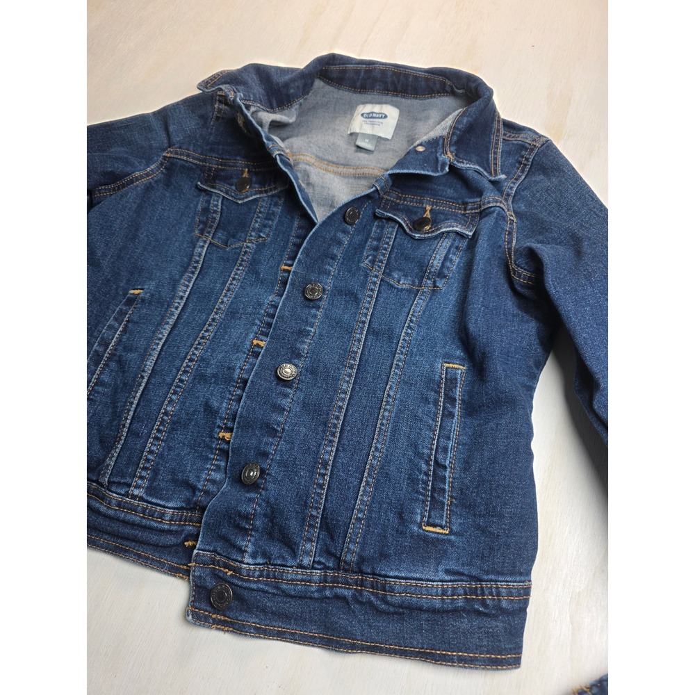 Old Navy Kids Denim Trucker Jacket Dark Wash Blue Size M Boho Western Classic
